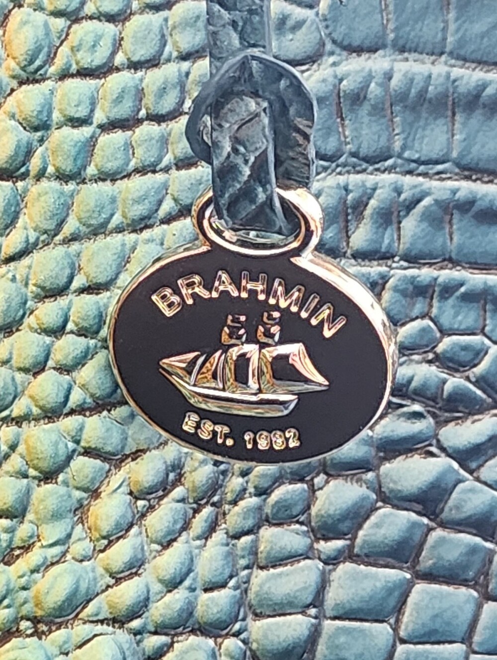 NWOT Brahmin Large Duxbury Satchel Bermuda Ombre Melbourne Croc-Embossed Leather - Picture 6 of 13